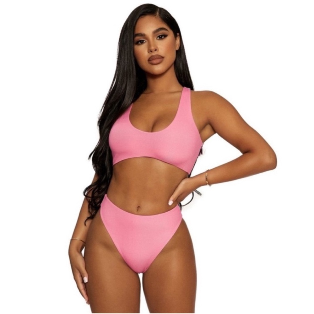 NEW NAKED WARDROBE Pink Ribbed Racerback Bra Top
Size Small - Picture 3 of 12